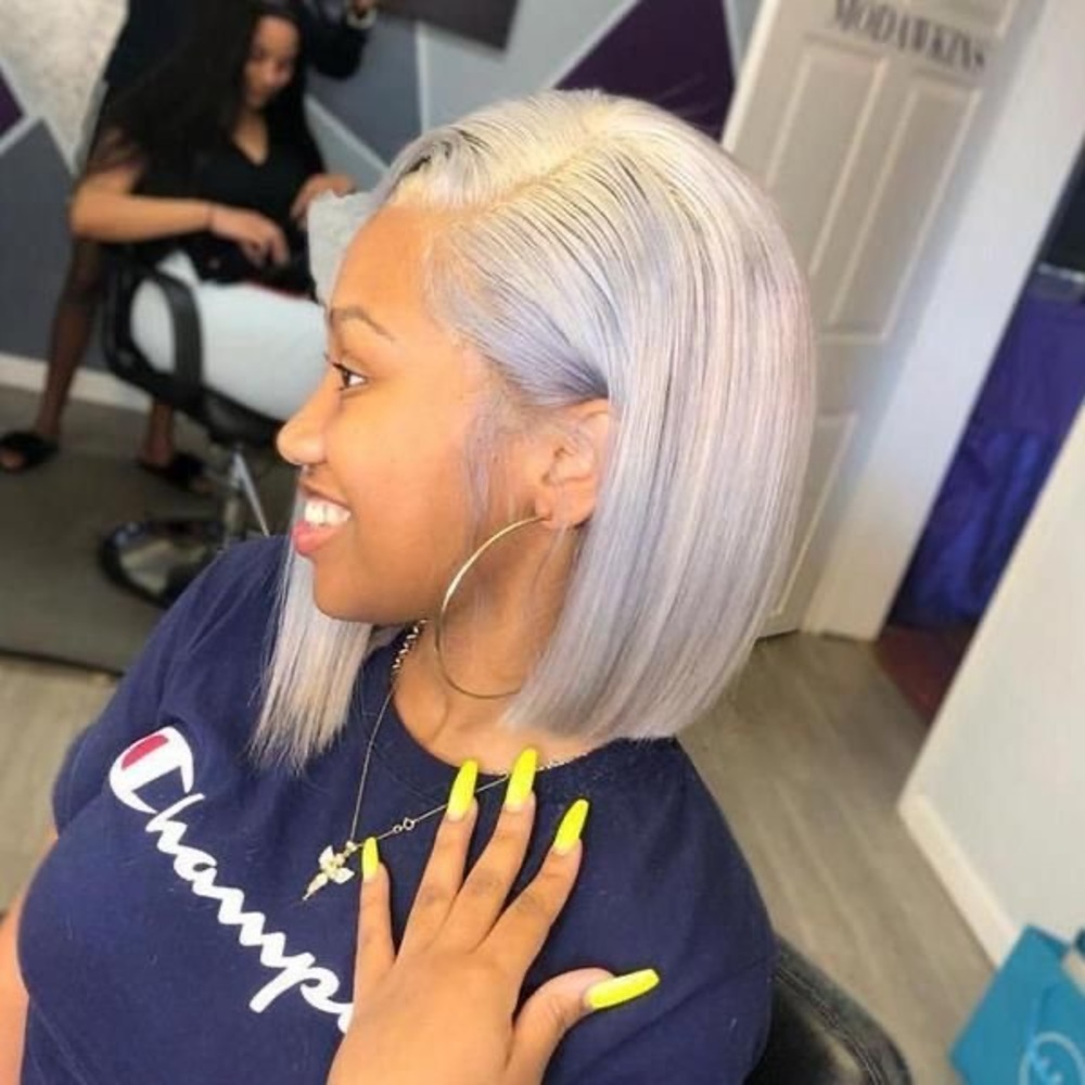 LUVME HAIR Grey Bob Wig Lace Frontal 12 inch Wig
